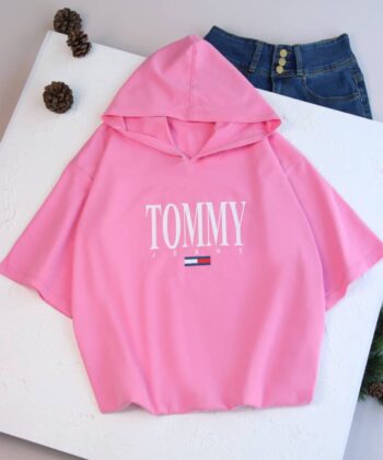تیشرت  باکسی کلاهدار TOMMY